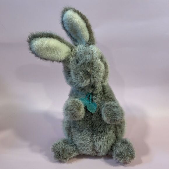 Vintage Gund Light Grey Bunny Rabbit w Green Detail Excellent Condition 11.5” - Picture 6 of 9